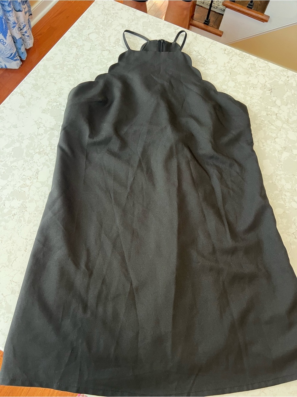 Lulu's Black Dress with Scalloped Neckline